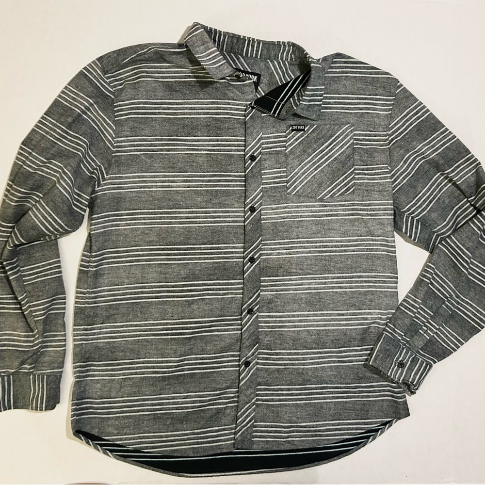 Zoo York Casual Gray and White Striped Button Down Shirt